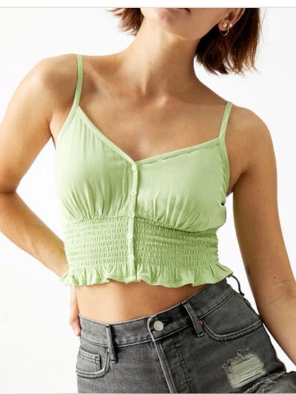 Pacsun smocked green tank